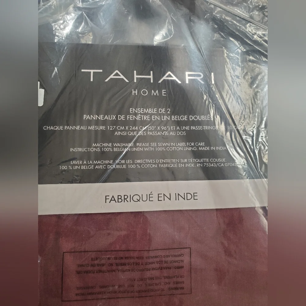 Tahari home dark red Belgian linen lined wide‎ 50